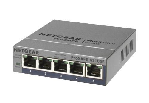 מתג Netgear GS105E — 5-Port Gigabit Ethernet Plus Switch