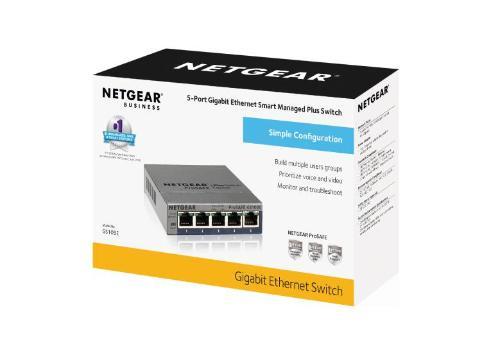 מתג Netgear GS105E — 5-Port Gigabit Ethernet Plus Switch