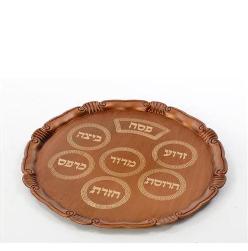 מגש לפסח עגול חום ענתיק
