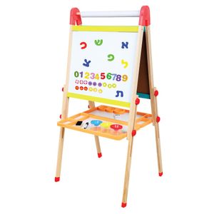 לוח ציור דו צדדי גיר / נייר ומגנט עם אפשרות כיוונון גובה, מדף אביזרים, גליל נייר וסט מגנטים א