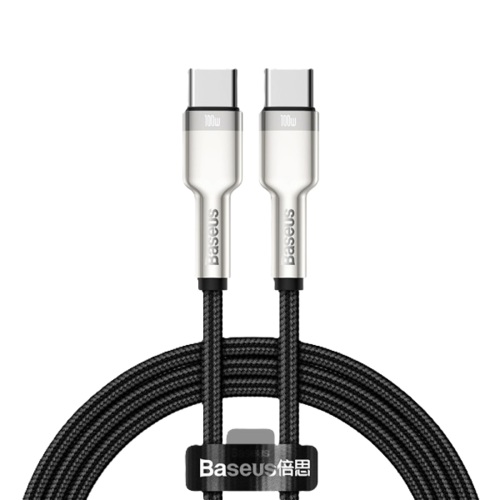 כבל טעינה מהיר 1 מטר BASEUS Type-C to Type-C 100W, צבע שחור, שנה אחריות יבואן רשמי 
