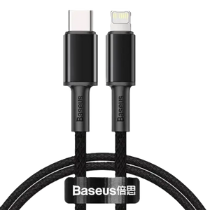 כבל טעינה מהיר 1 מטר, Baseus Type-C To Lightning, צבע שחור, שנה אחריות יבואן רשמי 