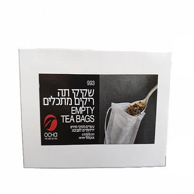 שקיקי תה ריקים מתכלים (רשת) עשוי סיבי תירס – 100 יח