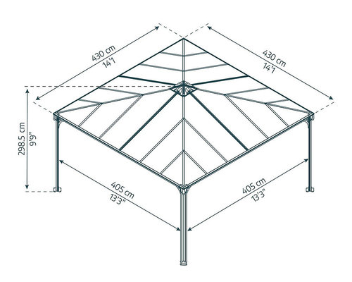 גזיבו לגינה PALERMO אפור כהה 4.3x4.3