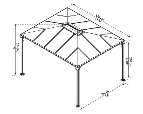 גזיבו לגינה MARTINIQUE אפור כהה 3x3.6