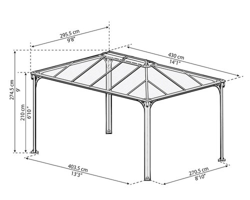 גזיבו לגינה MARTINIQUE אפור כהה 3x4.3