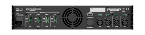 מגבר DSP ארבע ערוצים  שנאי קו WaveDynamics™ בן 4 ערוצים 70/100V AUDAC PMQ240 4 x240W