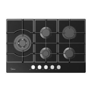 כיריים גז 5 להבות 75 ס"מ Midea 75GP095 זכוכית שחורה