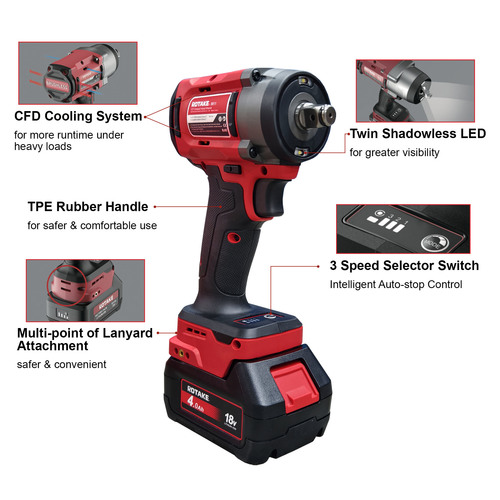 מפתח רטיטה דרייב 1/2 נטען 780NM brushless (תואם סוללות מקיטה)