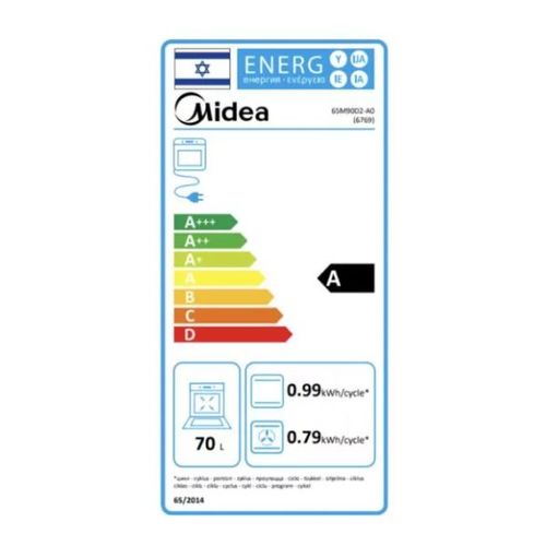 תנור בנוי 70 ליטר Midea 65M90D2-SS נירוסטה