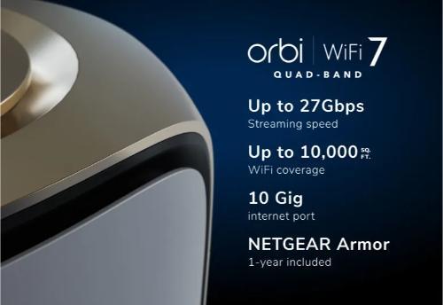 Orbi 970 Series Quad-band WiFi 7 Mesh 3-Pack (RBE973S)