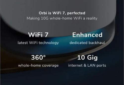 Orbi 970 Series Quad-band WiFi 7 Mesh 3-Pack (RBE973S)
