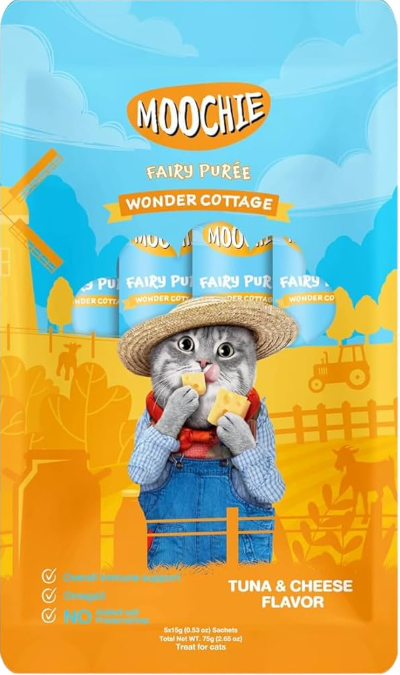 שלוקים של מוצי לחתולים בטעם טונה וגבינה 5X15 גרם 10 יח ב-100 ש"ח