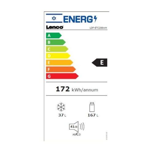 מקרר מקפיא עליון 206 ליטר Lenco LDF-ETC206WH DF לבן