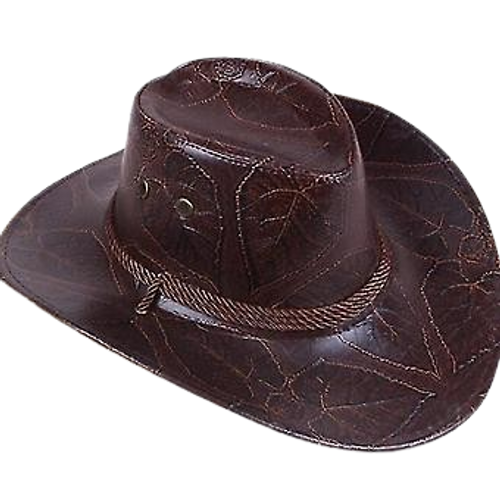 כובע קאובוי / בוקרים דמוי עור חום