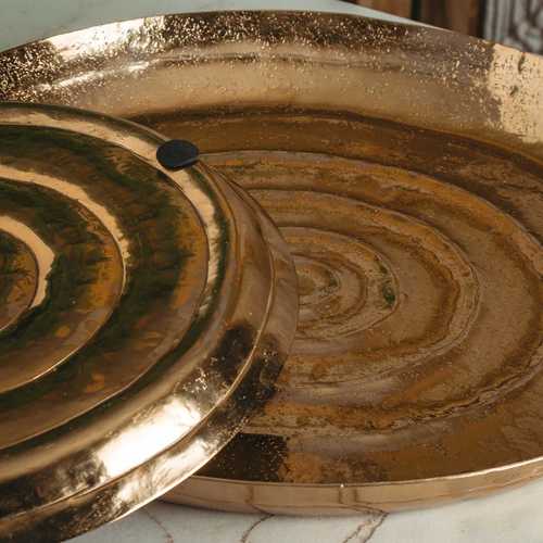 מגש מתכת מוזהב עגול - Y.C.030053 41 cm