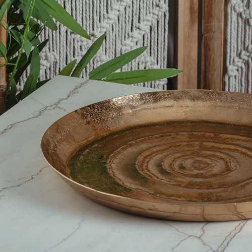 מגש מתכת מוזהב עגול - Y.C.030060 31 cm