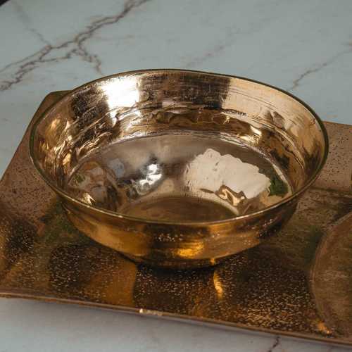 מגש מלבני מוזהב עם 3 לפתניות - Y.C.030077 42*17 cm