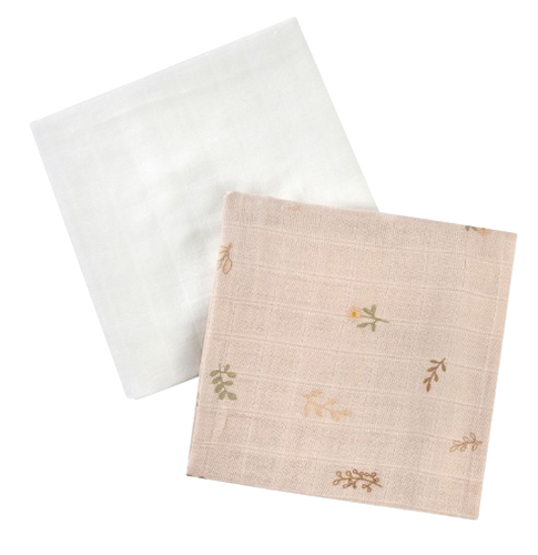 זוג חיתולי בד במבוק 100% אורגני - ורדים