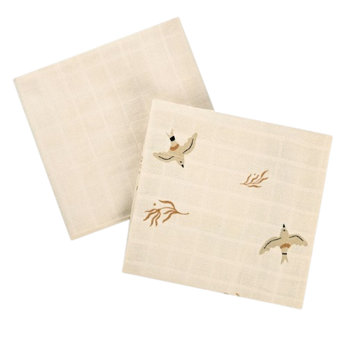 זוג חיתולי בד במבוק 100% אורגני - ציפורים נודדות