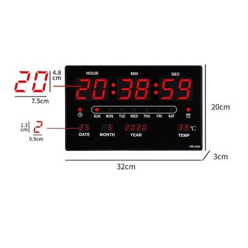 שעון קיר / שולחני דיגיטלי חשמלי 32x20 ס