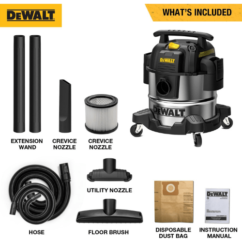 שואב אבק רטוב יבש מנירוסטה 25 ליטר עם מפוח DeWalt DXV25S