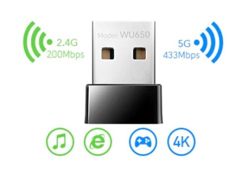 מתאם רשת אלחוטי Cudy WU650 AC650 Wireless Dual Band 