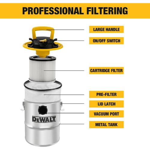 שואב חבית ממתכת 15 ליטר DeWalt DXV15A