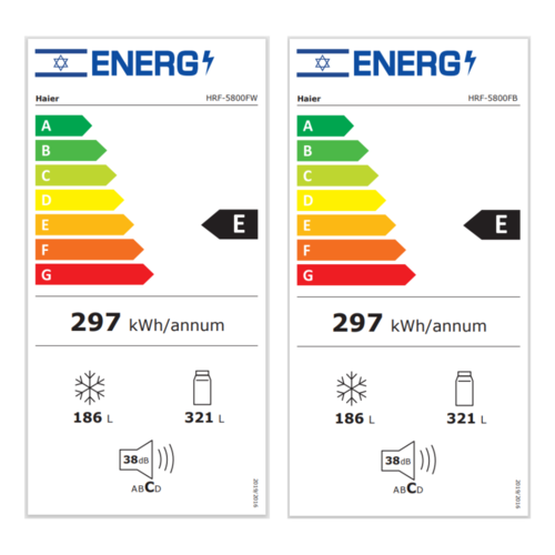  מקרר ומקפיא 4 דלתות Haier HRF5800FW זכוכית לבנה אינוורטר כולל פיקוד שבת מובנה נפח 507 ליטר רוחב: 83 ס