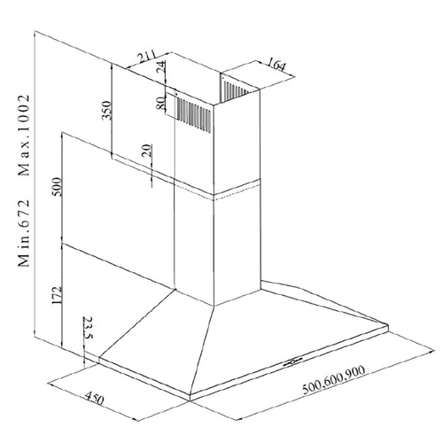 קולט אדים 60 ס''מ Ly vent דגם LV-S-524 שחור