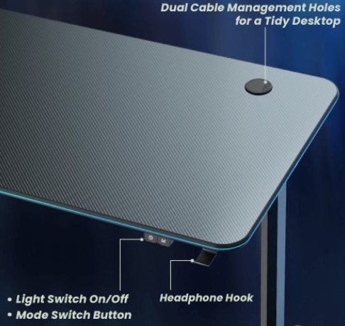 שולחן גיימינג עם תאורת Lumi GMD08-2 RGB