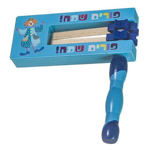 רעשן מעץ רקע כחול צבעוני