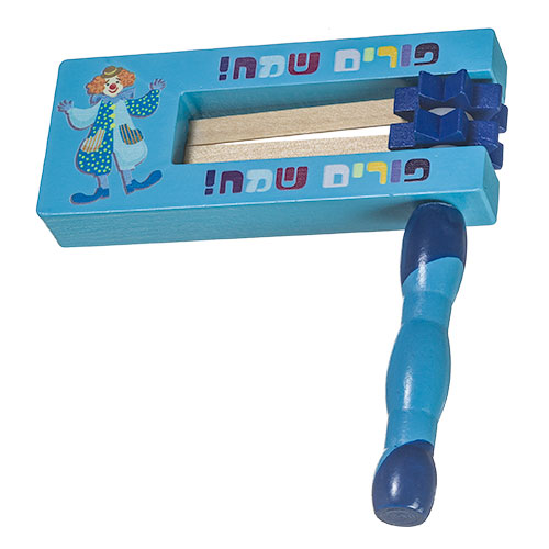 רעשן מעץ רקע כחול צבעוני