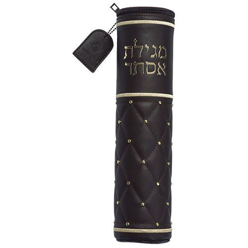 תיק למגילת אסתר פיו עם אותיות בולטות גוון שחור בגדלים שונים