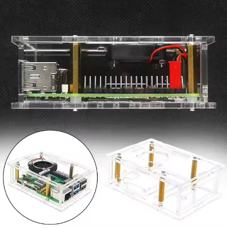 מארז אקרילי 5 שכבות Raspberry Pi כולל מאוורר PWM לכל שכבה