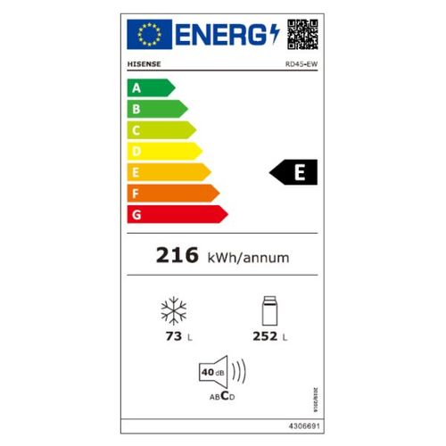 מקרר מקפיא עליון 325 ליטר Hisense RD45-ES נירוסטה