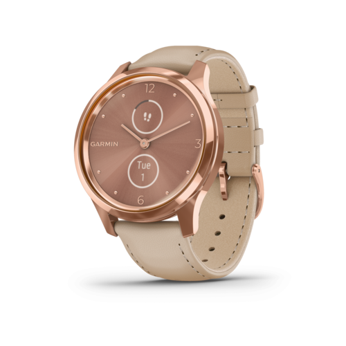 שעון חכם Vivomove Luxe – 18K Rose Gold PVD Stainless Steel Case with Light Sand Italian Leather Band