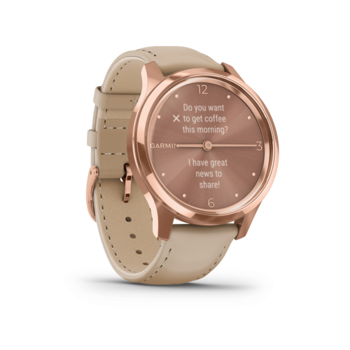 שעון חכם Vivomove Luxe – 18K Rose Gold PVD Stainless Steel Case with Light Sand Italian Leather Band