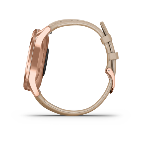 שעון חכם Vivomove Luxe – 18K Rose Gold PVD Stainless Steel Case with Light Sand Italian Leather Band