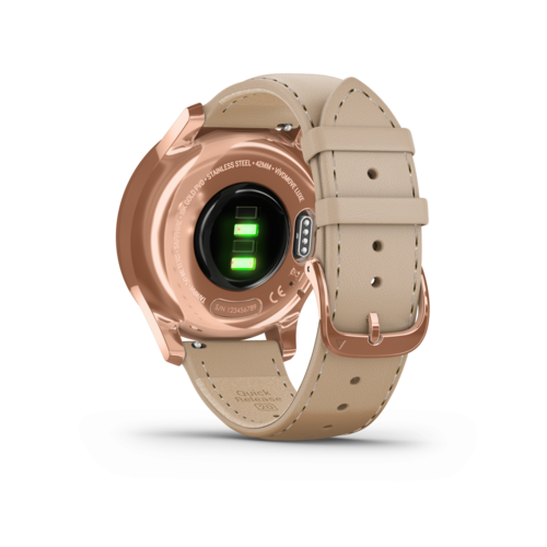 שעון חכם Vivomove Luxe – 18K Rose Gold PVD Stainless Steel Case with Light Sand Italian Leather Band