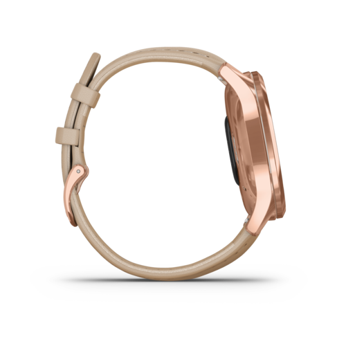 שעון חכם Vivomove Luxe – 18K Rose Gold PVD Stainless Steel Case with Light Sand Italian Leather Band