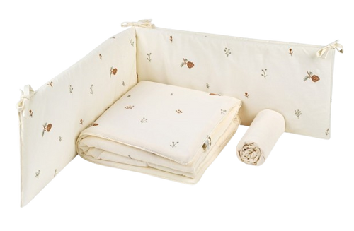 סט מצעים 3 חלקים למיטת תינוק מבד 100% כותנה -  איצטרובל רקום