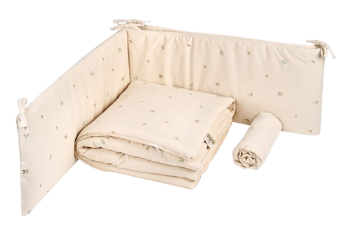 סט מצעים 3 חלקים למיטת תינוק מבד 100% כותנה - leaf EMB