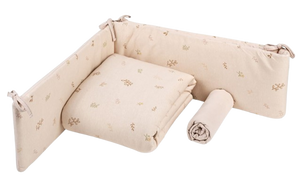 סט מצעים 3 חלקים למיטת תינוק בגודל מטר מבד 100% כותנה - ורדים