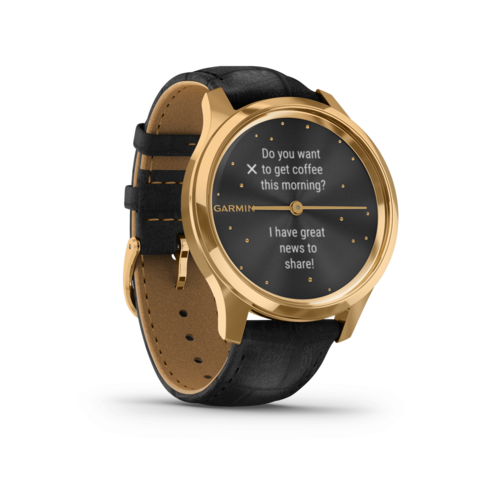 שעון חכם Vivomove Luxe – 24K Gold PVD Stainless Steel Case with Black Embossed Italian Leather Band
