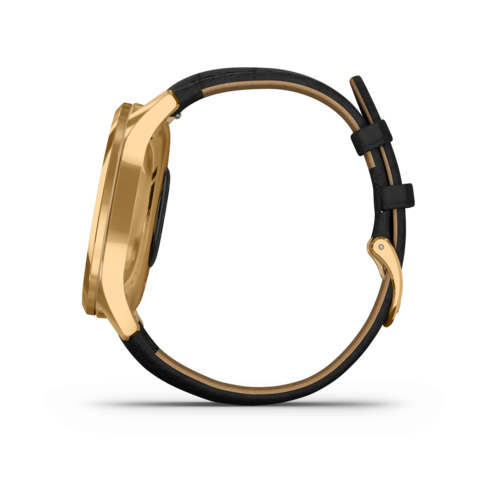 שעון חכם Vivomove Luxe – 24K Gold PVD Stainless Steel Case with Black Embossed Italian Leather Band