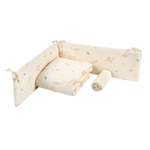 סט מצעים 3 חלקים למיטת תינוק בגודל מטר מבד 100% כותנה - עלים WASH