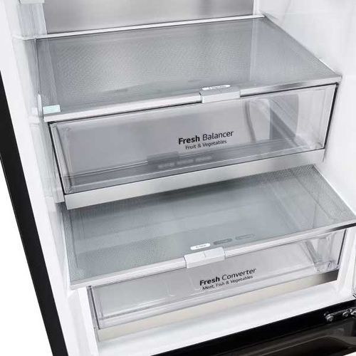 מקרר מקפיא תחתון 344 ליטר LG GR-B374BG זכוכית שחורה *יחידה אל ג'י