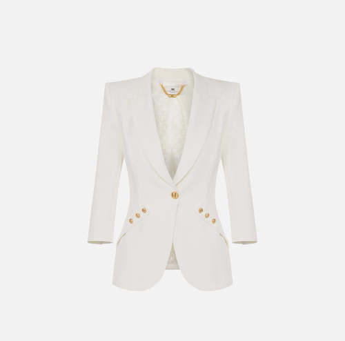 Jacket in lightweight double-layer crêpe fabric with logoed buttons