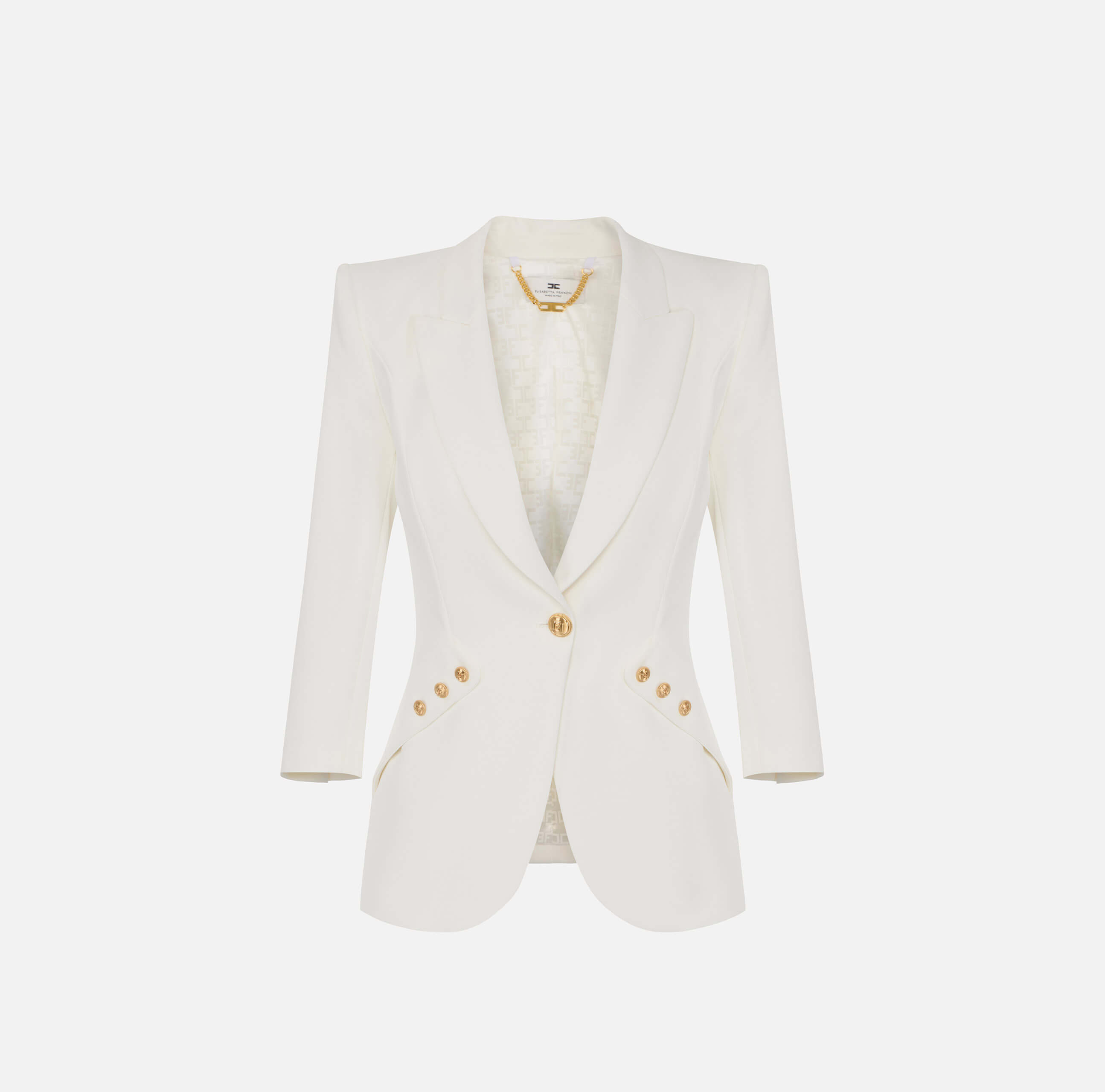 Jacket in lightweight double-layer crêpe fabric with logoed buttons